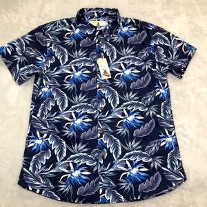 High Surf Men's Botainical Print Short Sleeve Button Down Shirt Size M New